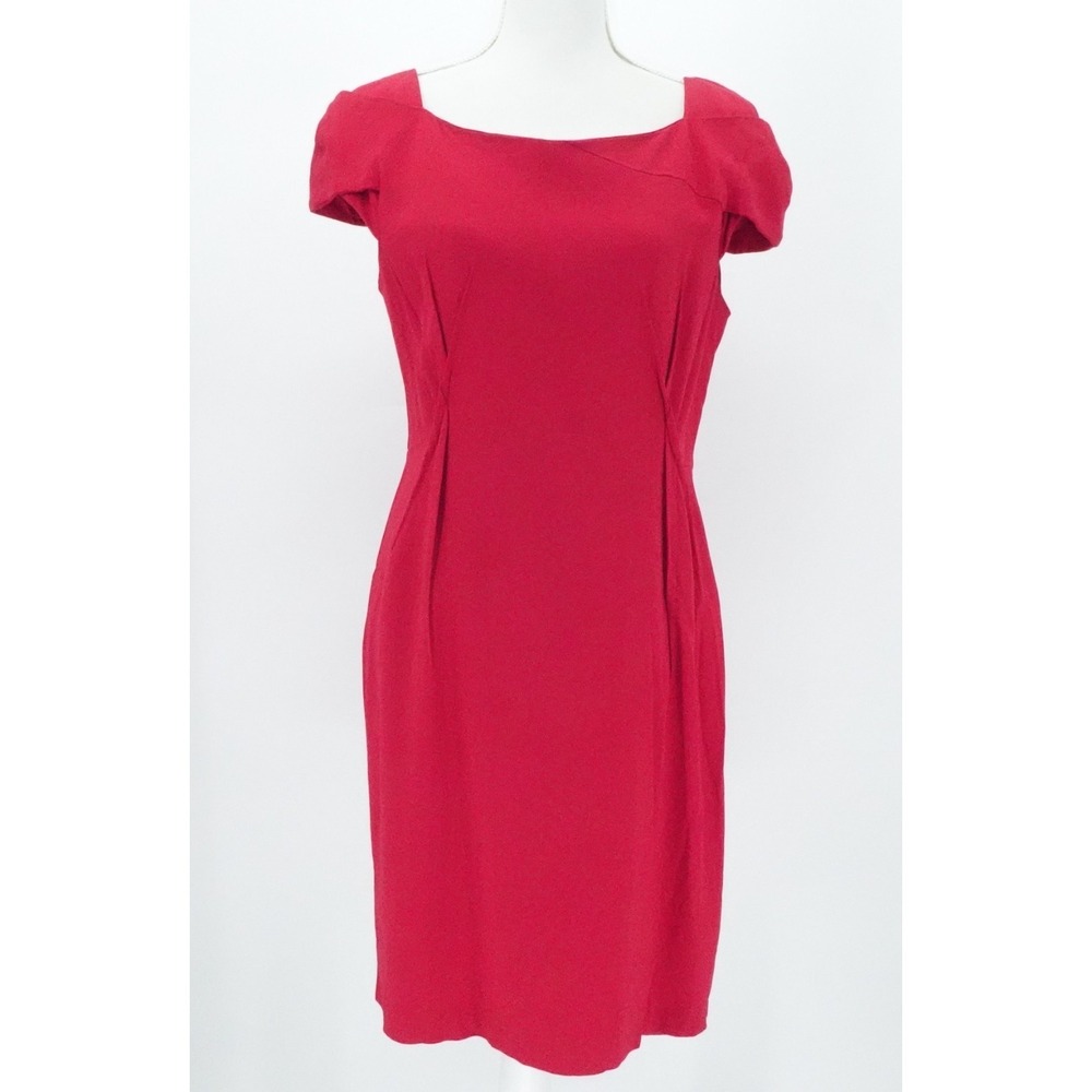 Reiss Dress Womens 10 Red Sheath Cap Sleeve Stretch Elegant‎ Occasion Formal